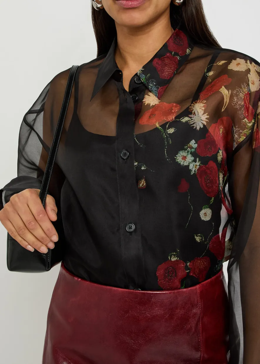 Goya floral-print silk-organza shirt