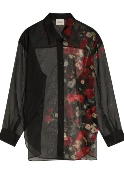 Goya floral-print silk-organza shirt