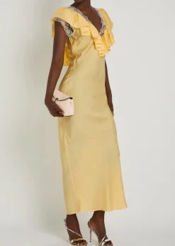 Gracie lace-trim silk-blend maxi dress