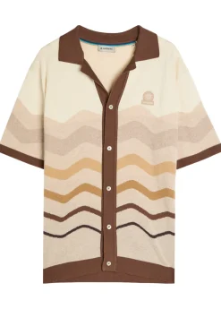 Gradient pattern knit cotton shirt