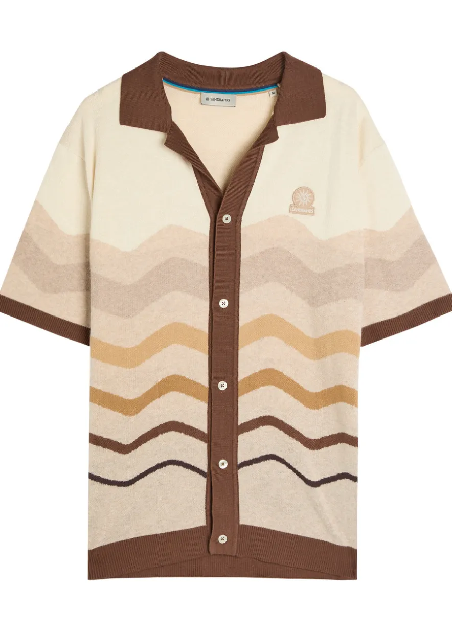 Gradient pattern knit cotton shirt