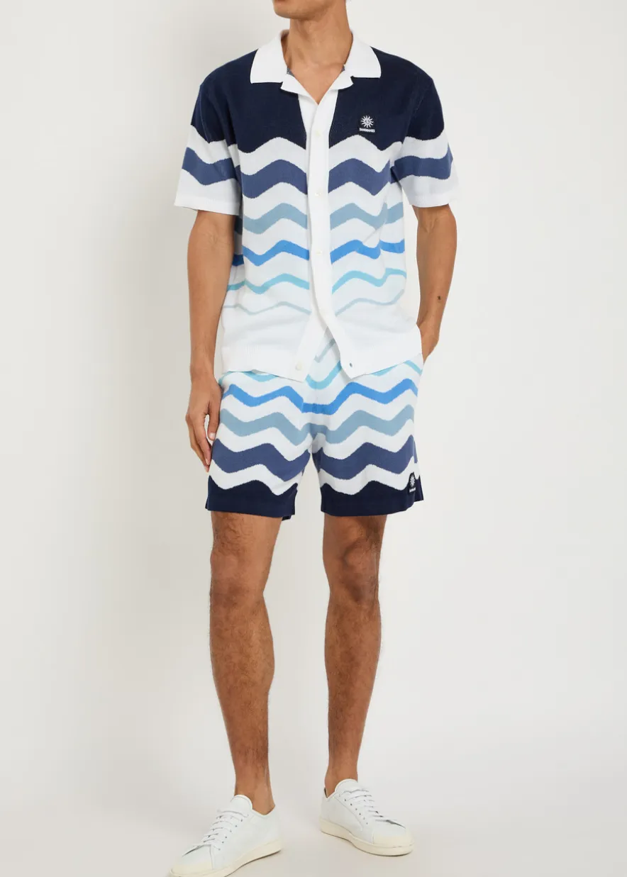 Gradient pattern knit cotton shirt