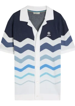 Gradient pattern knit cotton shirt