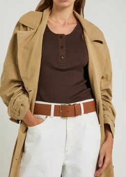 Grained leather belt