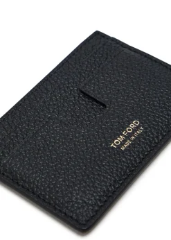 Grained leather card holder
