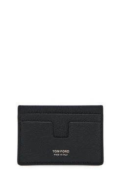 Grained leather card holder