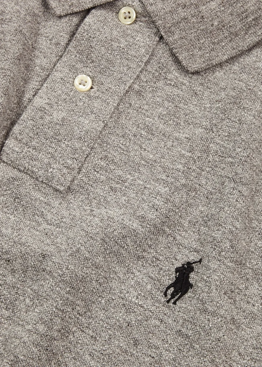 Grey slim piqué cotton polo shirt