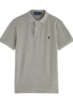 Grey slim piqué cotton polo shirt