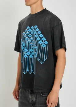 Gridlock embellished distressed cotton T-shirt