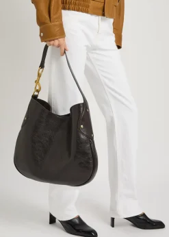 Hackney glossed grained leather shoulder bag