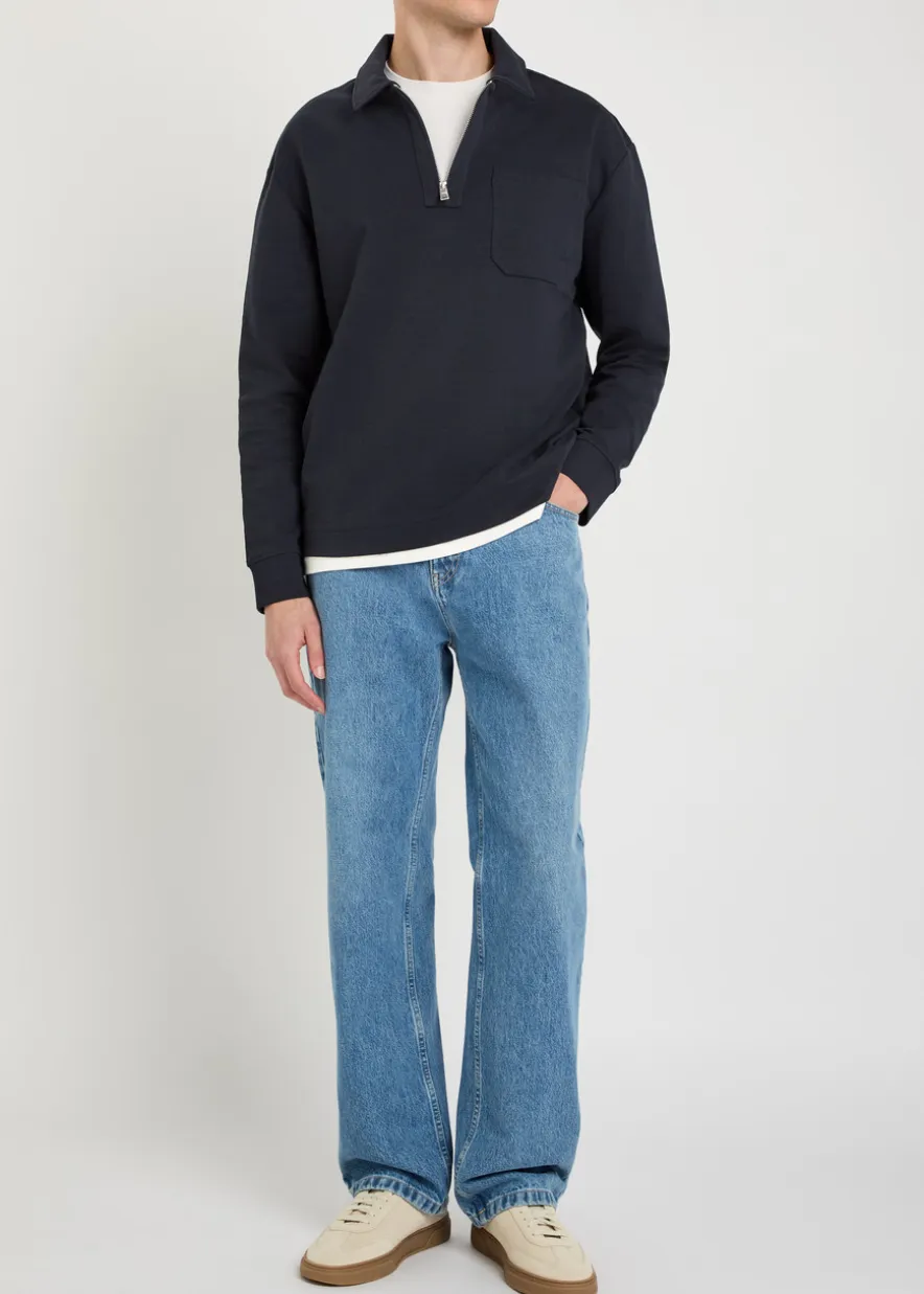 Half-zip cotton-blend sweatshirt