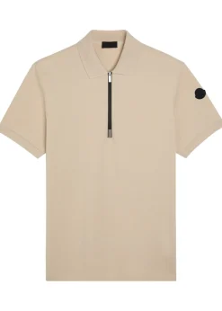 Half-zip piqué cotton shirt