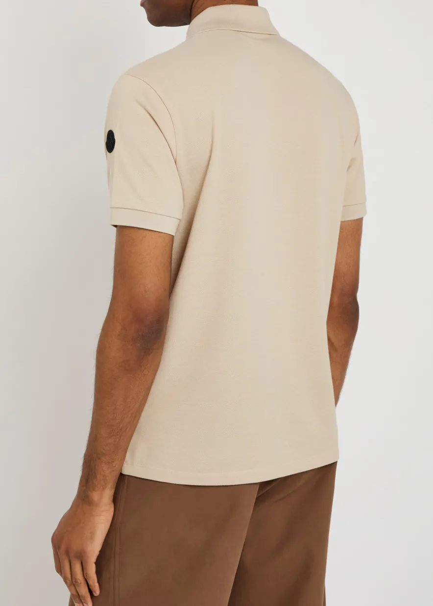 Half-zip piqué cotton shirt