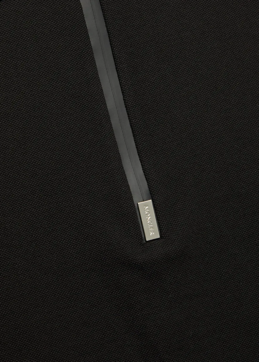 Half-zip piqué cotton shirt