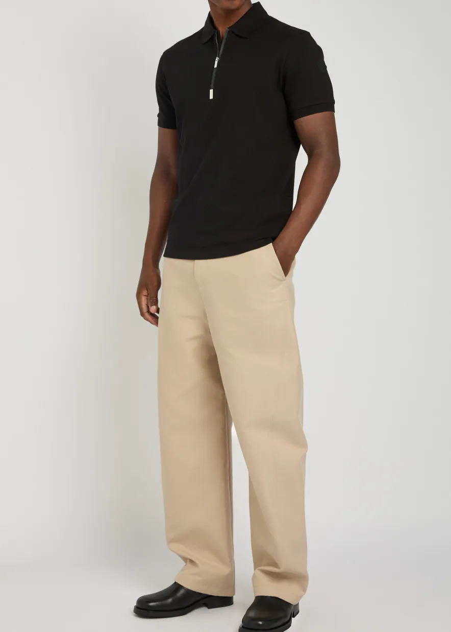 Half-zip piqué cotton shirt