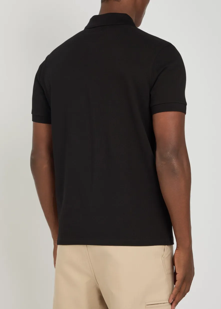 Half-zip piqué cotton shirt