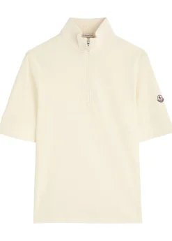 Half-zip piqué cotton T-shirt
