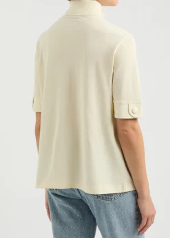 Half-zip piqué cotton T-shirt
