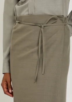 Hallie wool midi wrap skirt