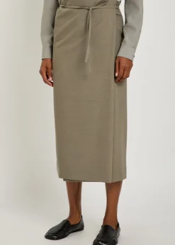 Hallie wool midi wrap skirt