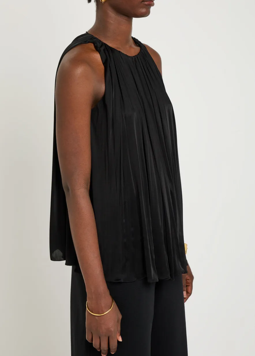 Halter ruched satin top