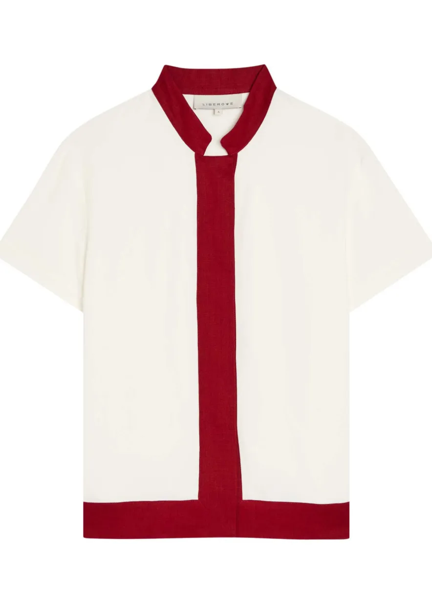 Hana contrasting-trim woven shirt