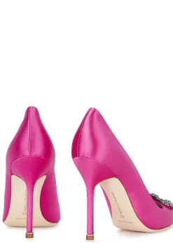 Hangisi 105 fuchsia silk satin pumps