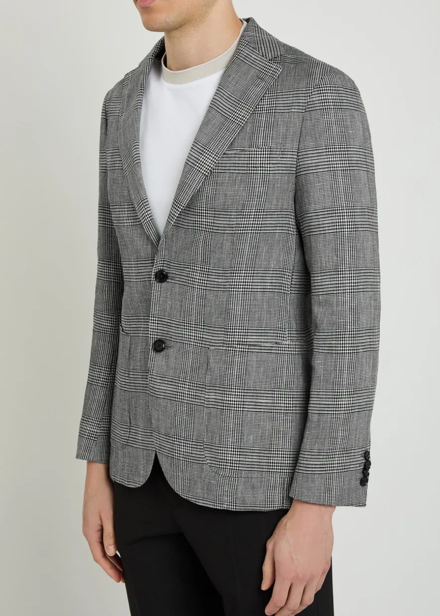 Hanry checked cotton and linen-wool blazer