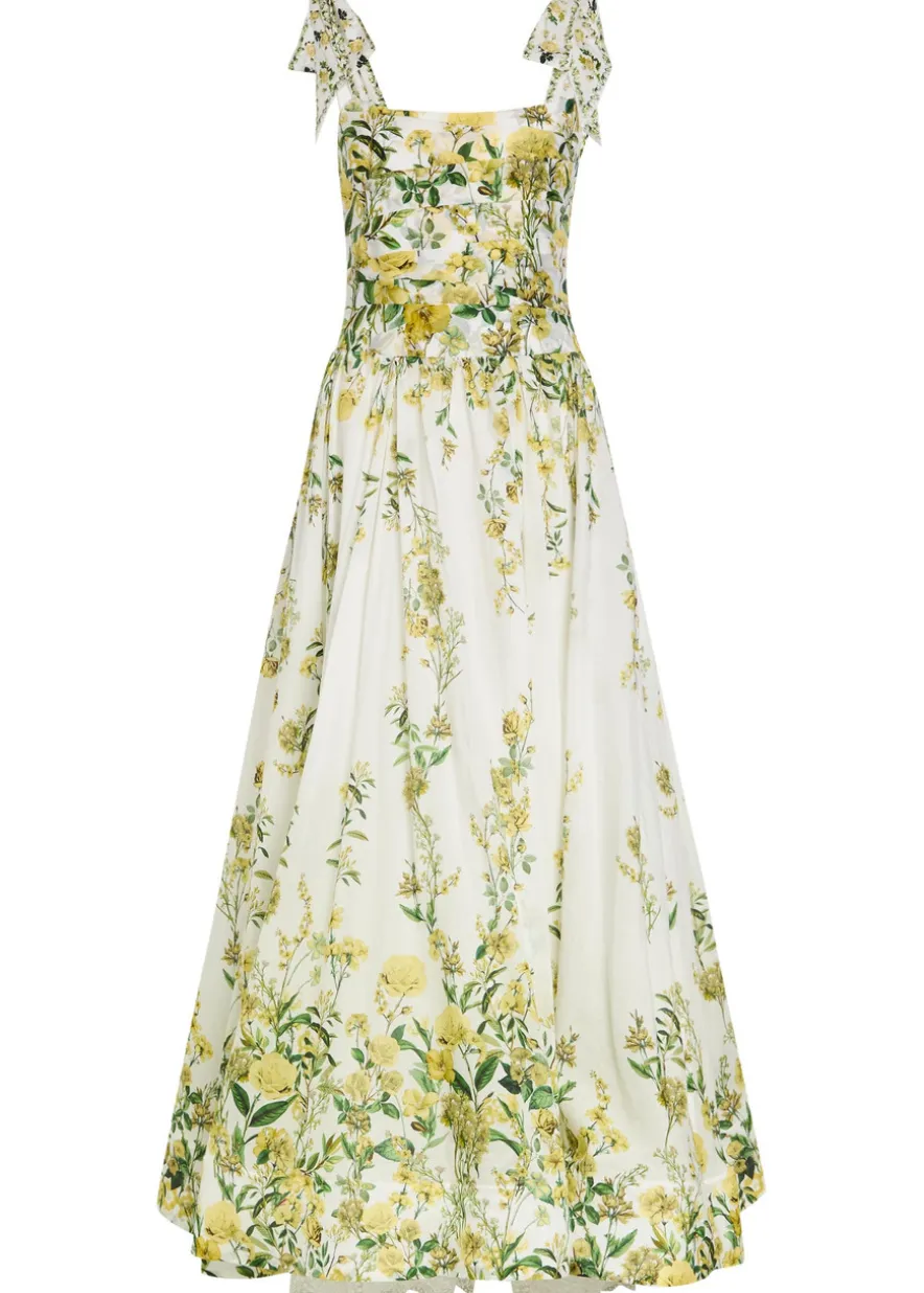Haven floral cotton and silk-blend maxi dress
