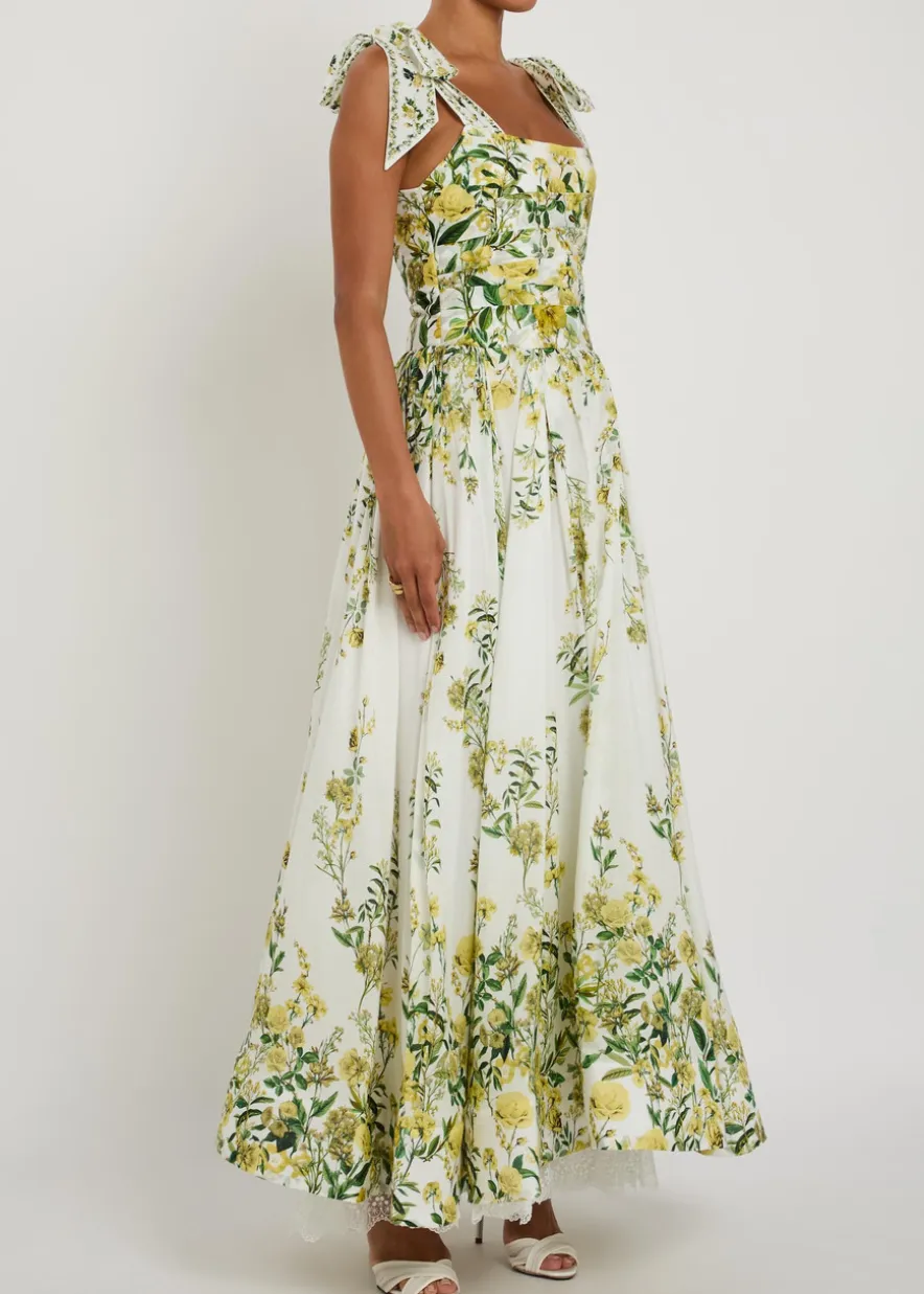 Haven floral cotton and silk-blend maxi dress