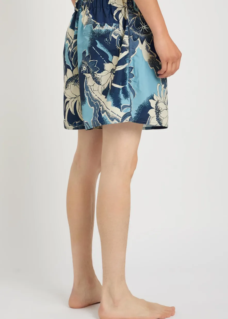 Hawaiian printed shell swim shorts