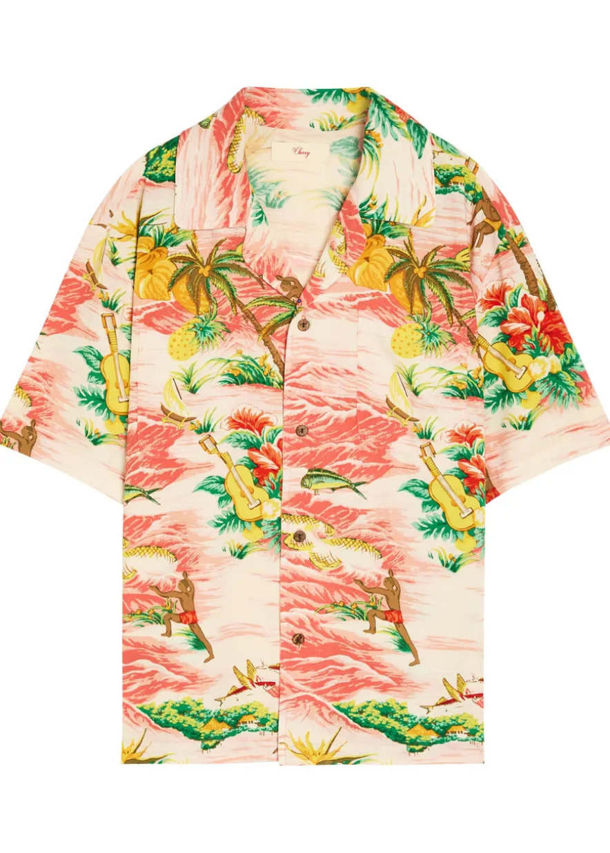 Hawaiian Vacation printed rayon poplin shirt