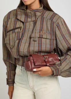 Hazel Treasure padded leather clutch