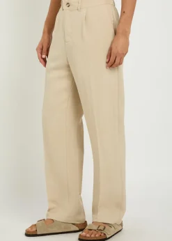 Helio pleated straight-leg woven trousers