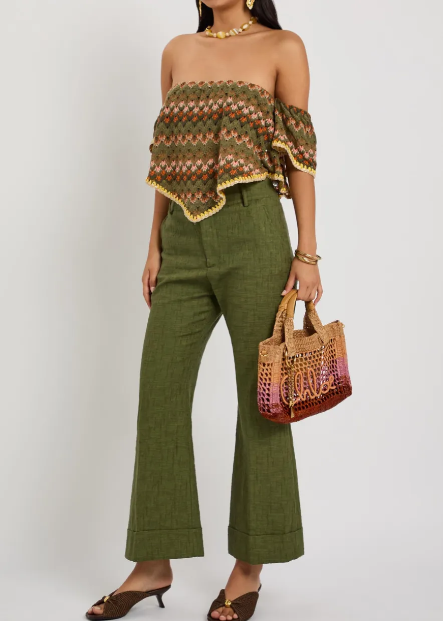 Hendrix textured flared-leg woven trousers