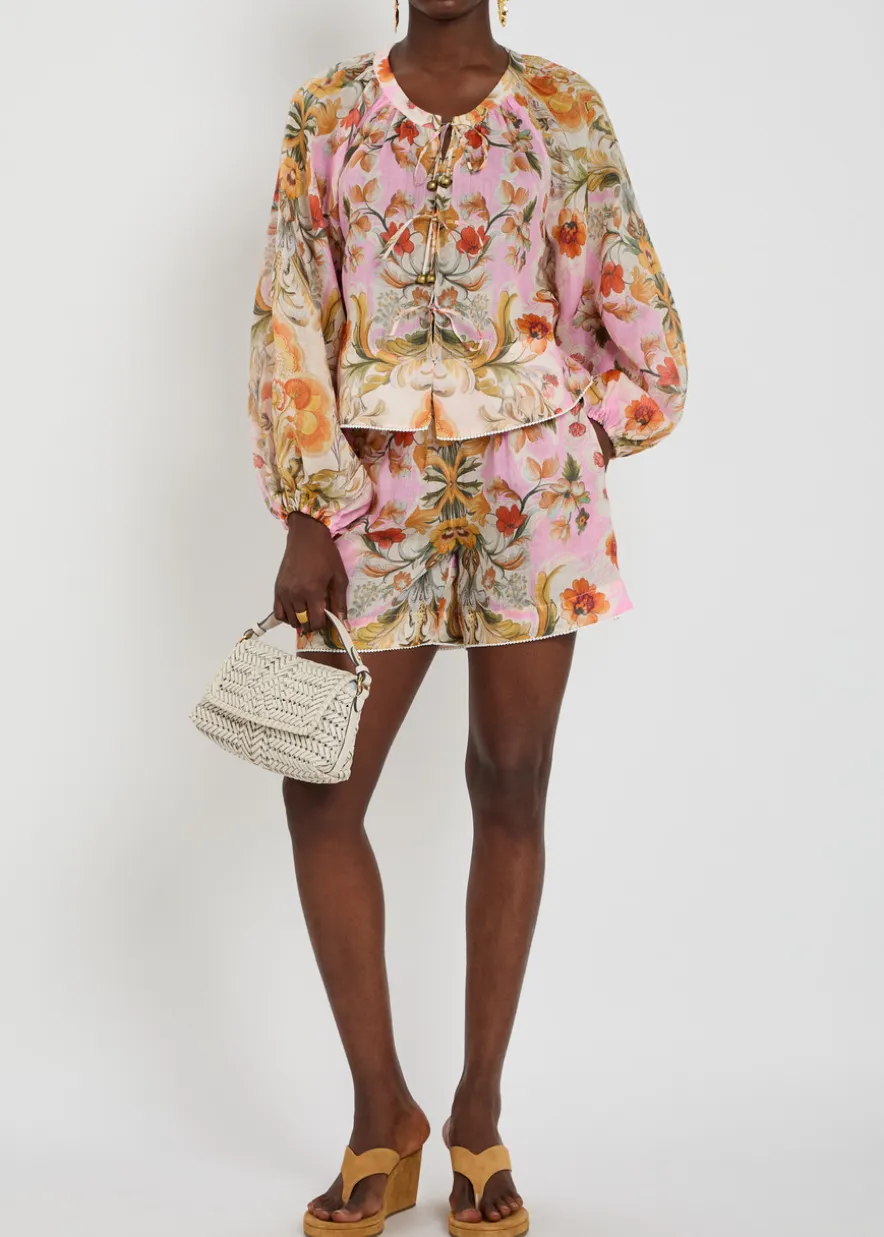 Henri floral-print ramie blouse