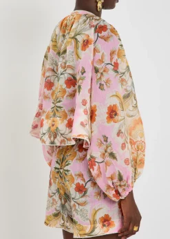 Henri floral-print ramie blouse