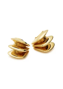 Hera Dome Triple Ridge 18kt gold-plated earrings