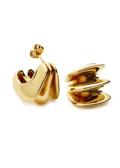 Hera Dome Triple Ridge 18kt gold-plated earrings