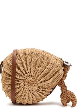 Hermit Crab raffia and leather cross-body bag
