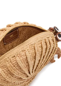 Hermit Crab raffia and leather cross-body bag