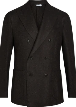 Herringbone double-breasted wool blazer