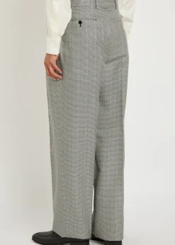 Herringbone tapered-leg silk trousers