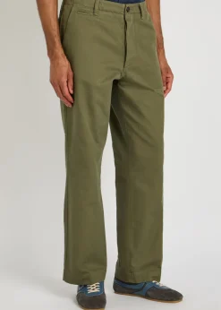 Herringbone wide-leg chino trousers