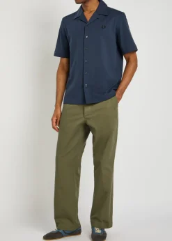 Herringbone wide-leg chino trousers