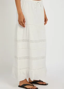 Hettie lace-trim cotton maxi skirt