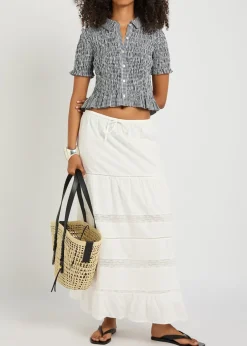 Hettie lace-trim cotton maxi skirt