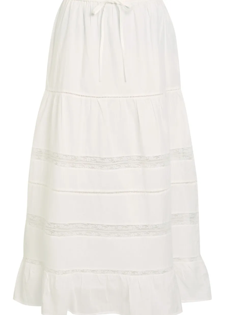 Hettie lace-trim cotton maxi skirt