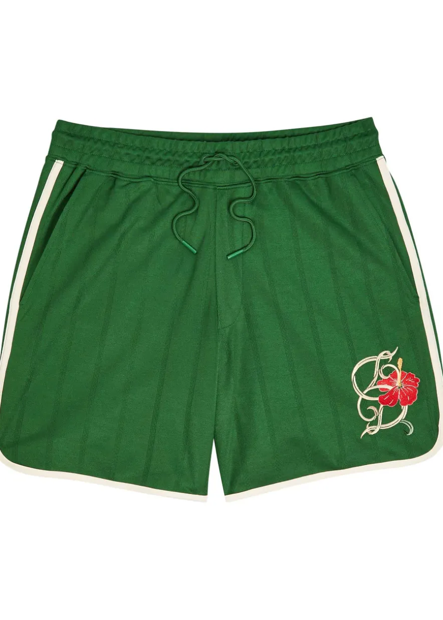 Hibiscus embroidered jersey shorts