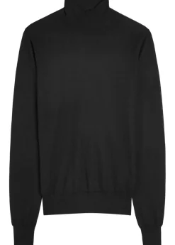 High-neck cashmere knit top
